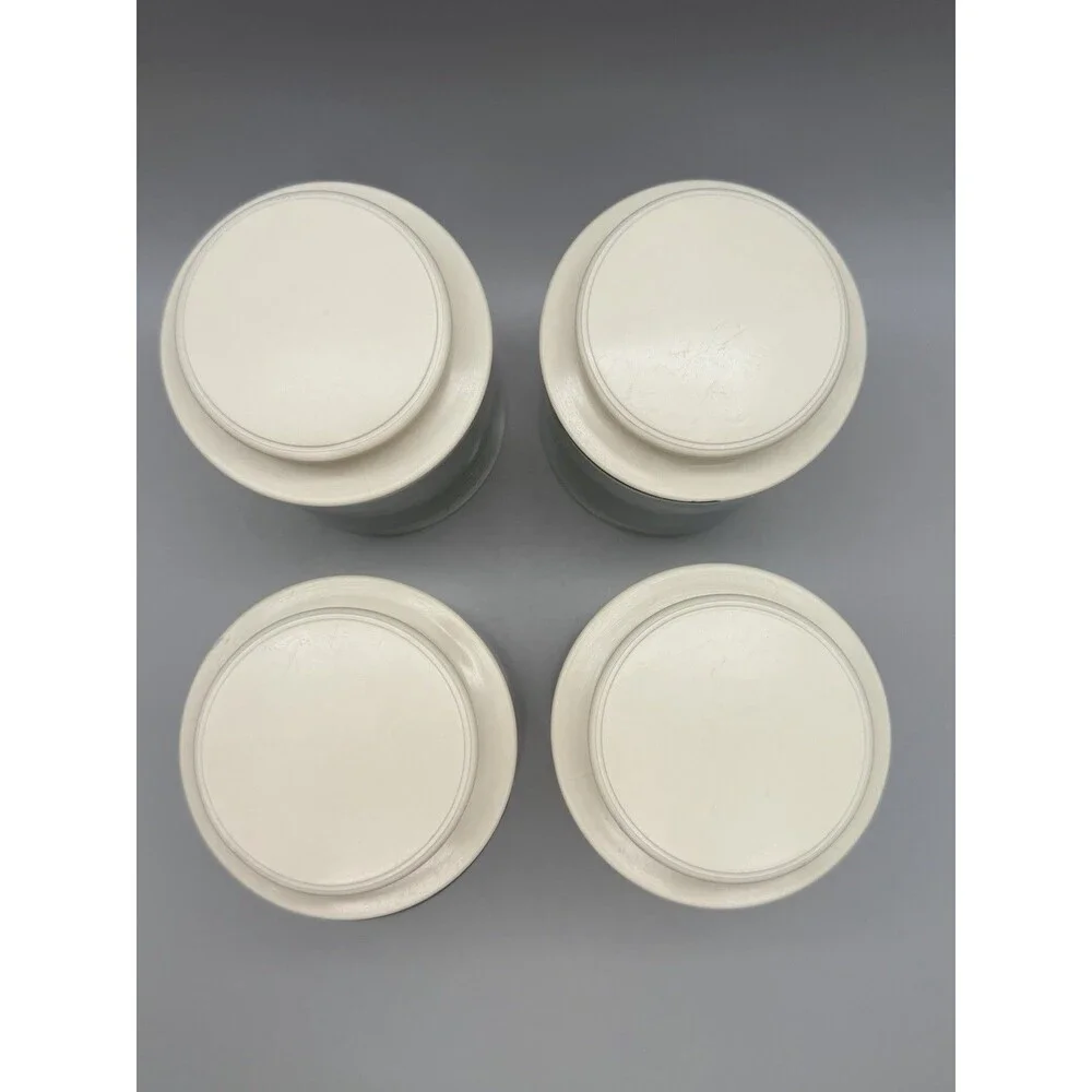VTG 70s Federal Glass Co. Jar Canister Set of 4 Cream Lids Rare MCM C-327 EUC